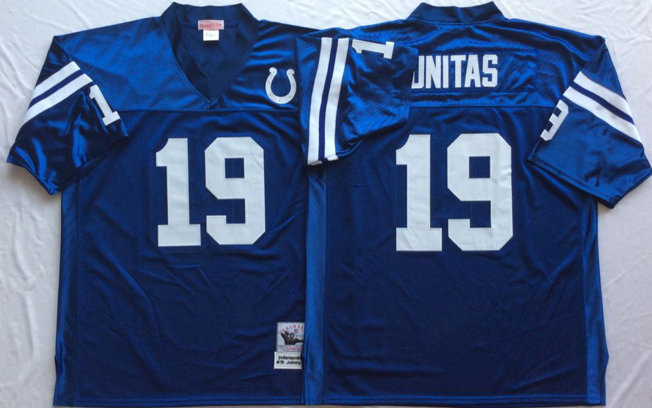 Men NFL Indianapolis Colts 19 Unitas blue style2 Mitchell Ness jerseys